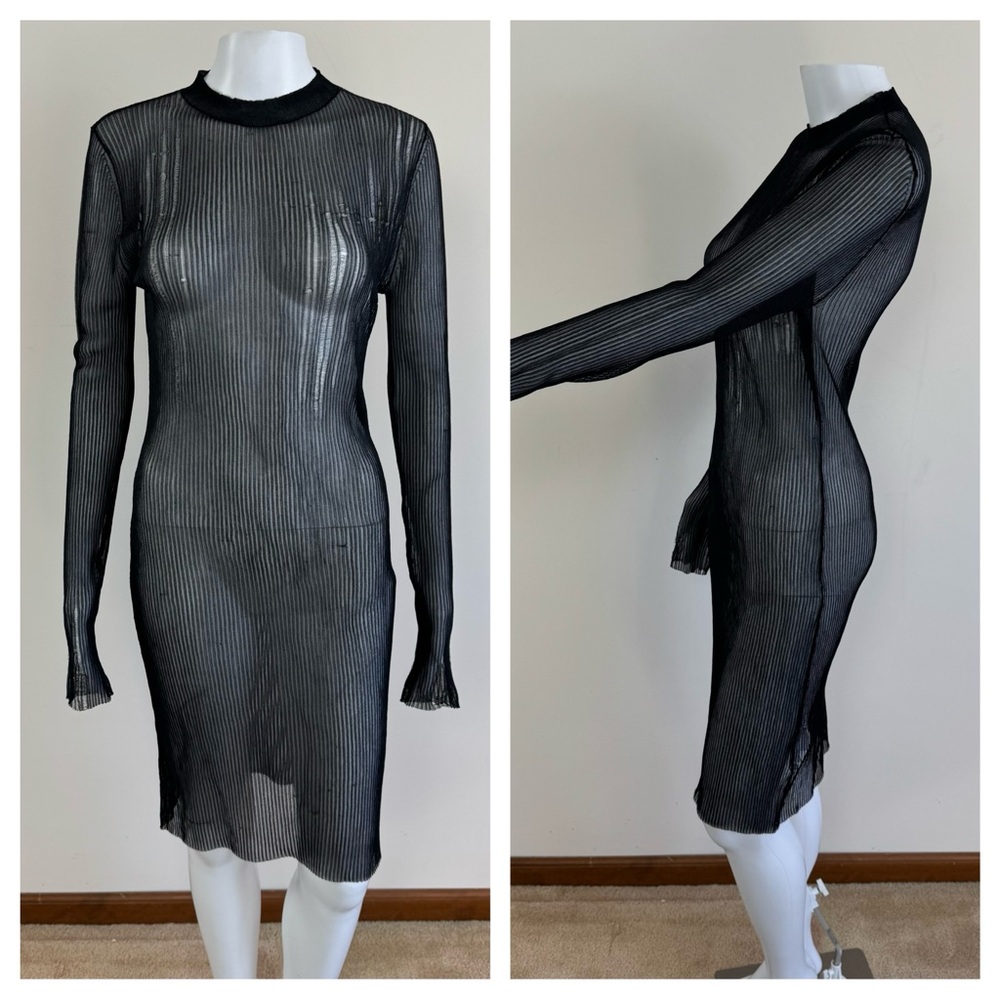 Dion Lee Sheer Ribbed Mesh Dress Black S